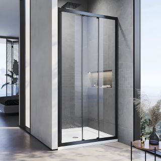 Душевая дверь Veconi Vianno VN-28B, 1000x1950, Черный матовый, стекло прозрачное